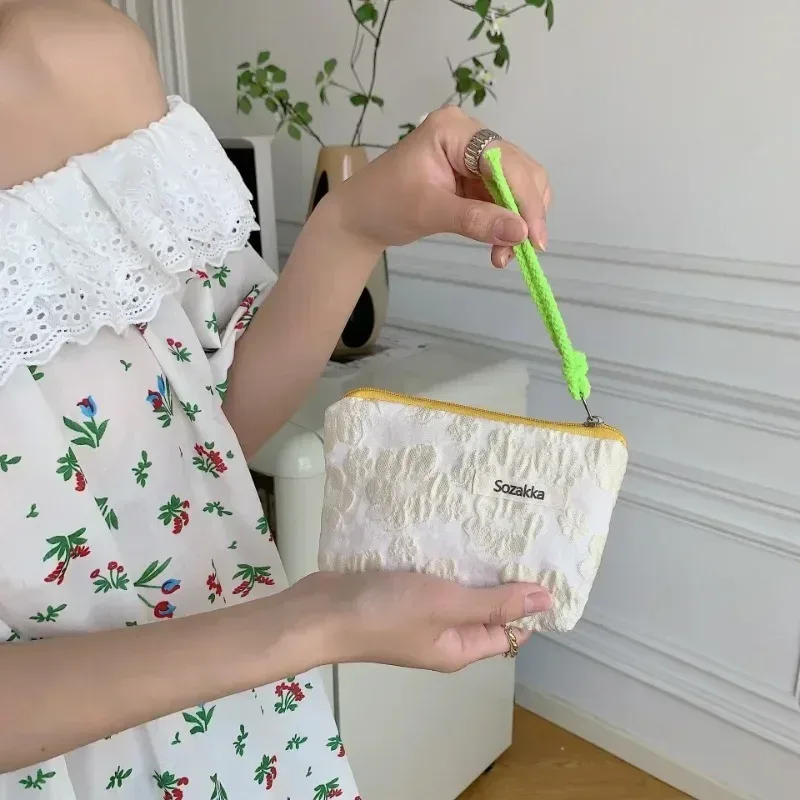 petit sac de maquillage cosmétique, mini sacs de rangement floraux en coton pour femmes, étui de maquillage pour rouge à lèvres, petit porte-monnaie pour enfants, pochette pour pièces de monnaie