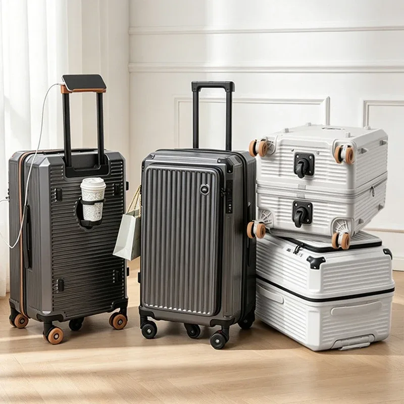 valise de voyage en pc anti-explosion avec fermeture éclair, 20-30 pouces, avec 5 roues auxiliaires, valise cabine à code 20 pouces, trolley