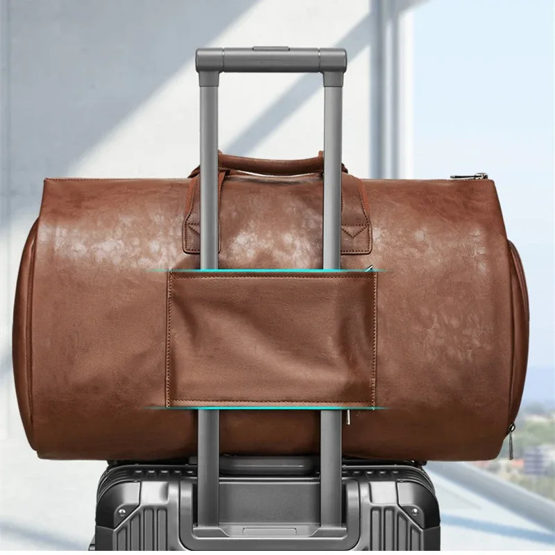 xmessun nouveau sac de voyage portable pour hommes marque de créateur en cuir pu grande capacité bagages pliant sac de costume sac à bandoulière