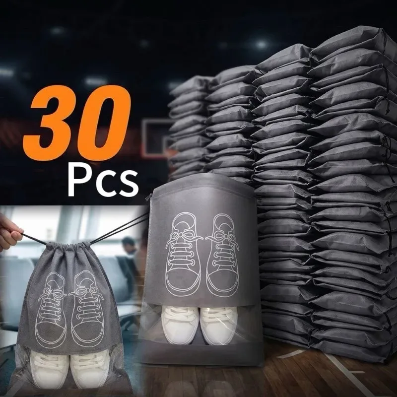 Sacs de rangement pour chaussures, 1 à 30 pièces, sacs anti-poussière non tissés, sacs de voyage portables pour chaussures, pochettes de rangement pour chaussures