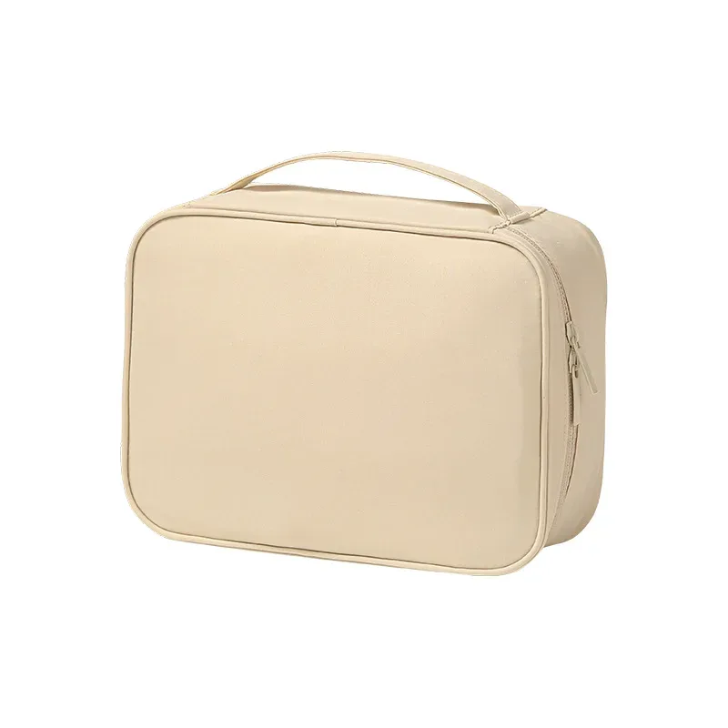 trousse de toilette grande capacité à double compartiment avec séparateurs ; sac de voyage portable en tissu oxford