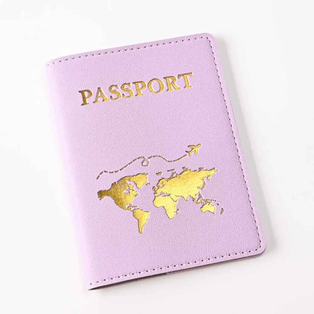 couverture de passeport personnalisée avec nom et initiales, carte du monde dorée, porte-passeport personnalisé, nouveaux accessoires de voyage pour femmes et hommes