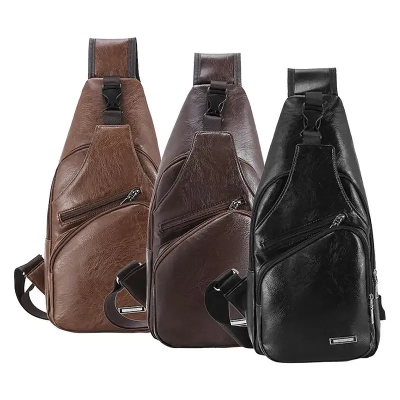 Sacs de poitrine à bandoulière en cuir PU pour hommes, sac à bandoulière initié, petit sac à dos