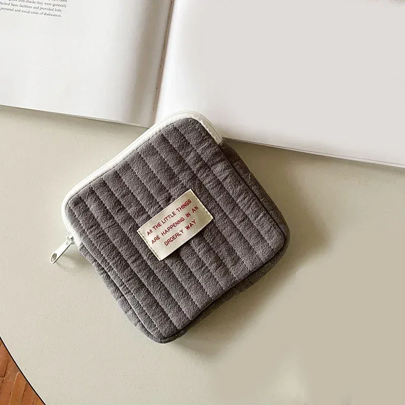 sacs de rangement de serviettes hygiéniques pour femmes, sac de maquillage en coton mignon coréen pour pièces de monnaie, organisateur de bijoux, pochette de maquillage, petits sacs à cosmétiques