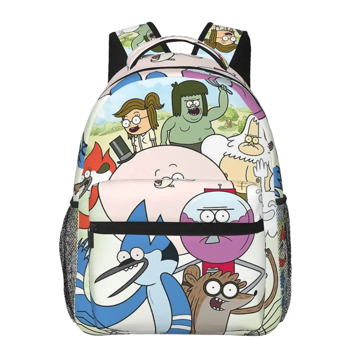 mordecai and rigby regular show – sacs à dos graphiques avec personnages de dessins animés, cartable pour garçons et filles, sacs d'école, sac à dos de voyage, sac à bandoulière