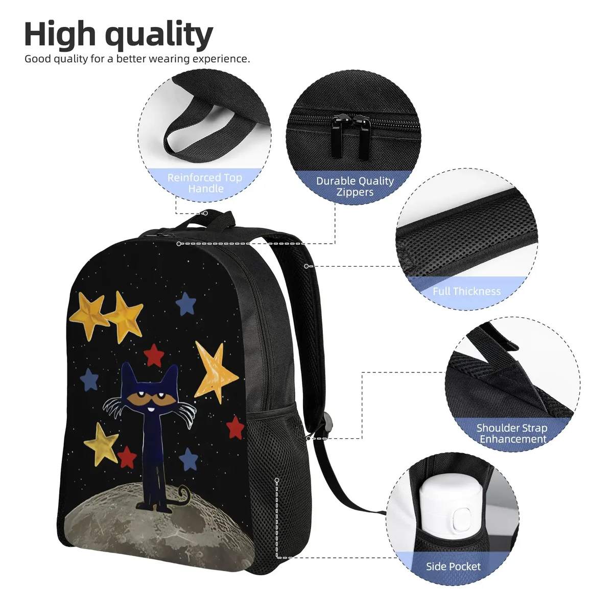 sac à dos pete cat, sacs à dos de loisirs pour femmes, sacs de camping respirants, sacs d'école secondaire, sac à dos coloré