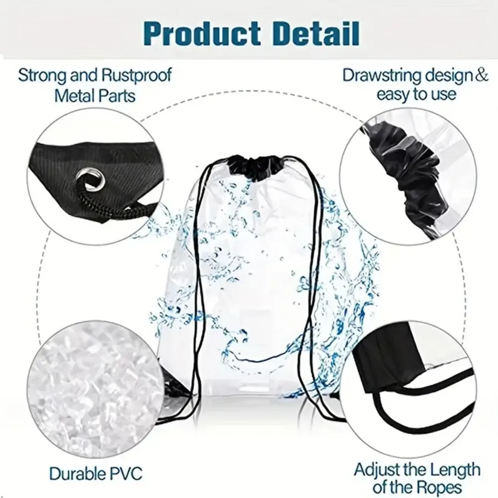 sac à dos simple à cordon de serrage de grande capacité, sac transparent en pvc imperméable pliable, sac à bandoulière, sac de plage, sac en gelée pour femmes