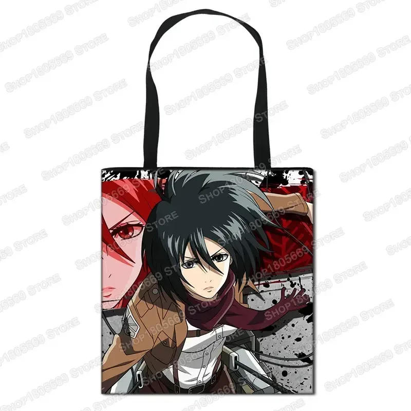 sac de shopping anime attaque sur titan pour femmes, sac à bandoulière pour voyage levi mikasa eren, sac à main pour filles, fourre-tout de rangement