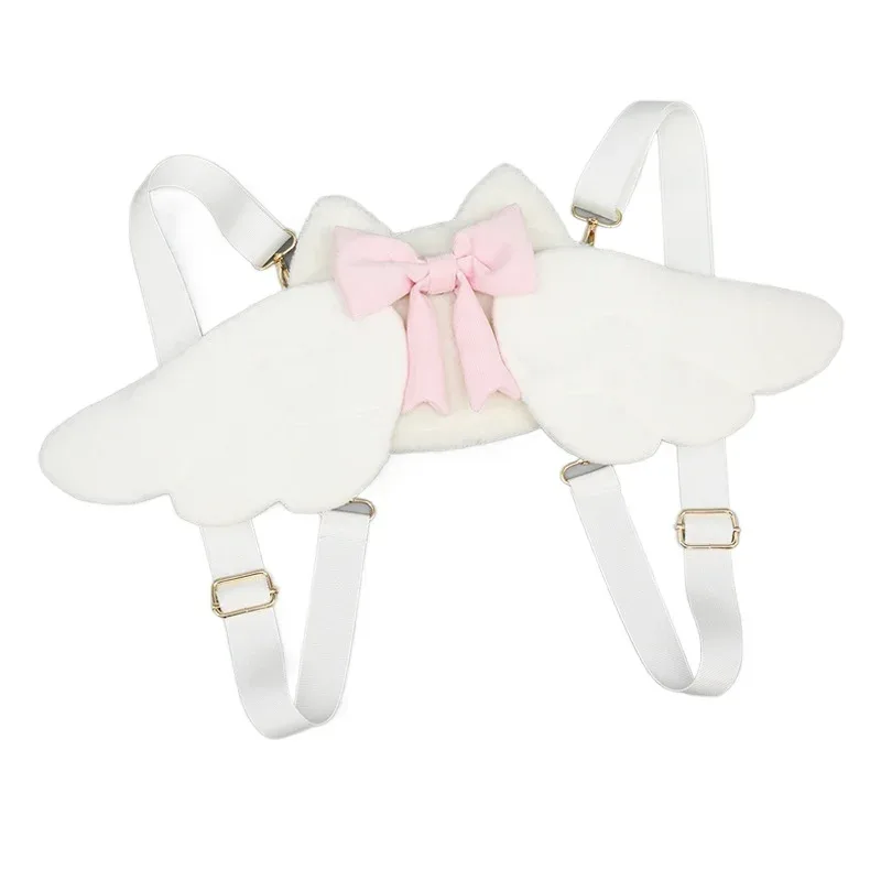 Sac à dos en peluche ailes d'ange pour filles, sac de Cosplay japonais Y2k Kawaii mignon Lolita JK pour fête/cadeau d'anniversaire/sac à main d'école