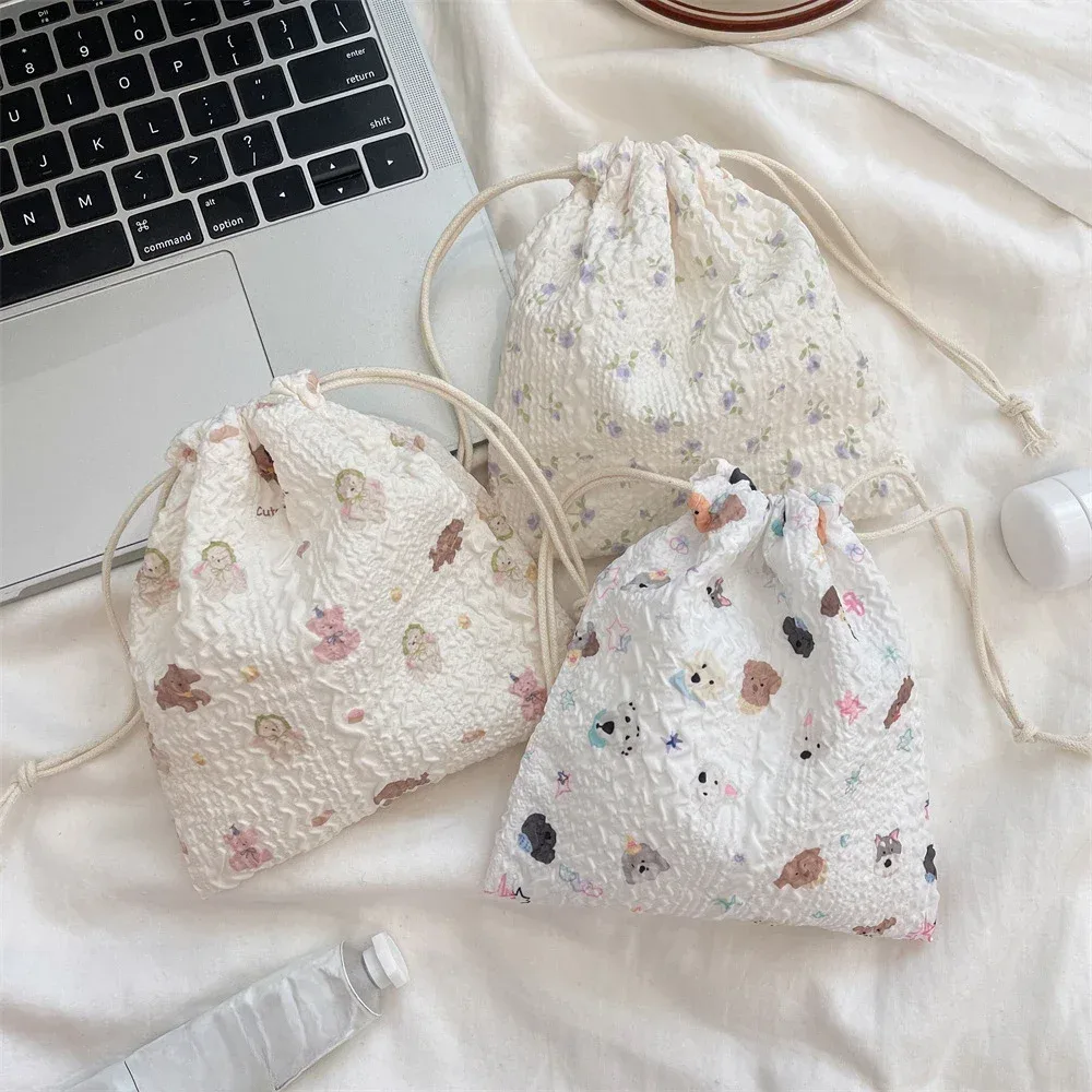 sac à cosmétiques de proximité de dessin animé pour femmes, pochette wstring, grands sacs d'évaluation de maquillage, poudres cosmétiques coréennes, trousse de beauté de toilette mignonne