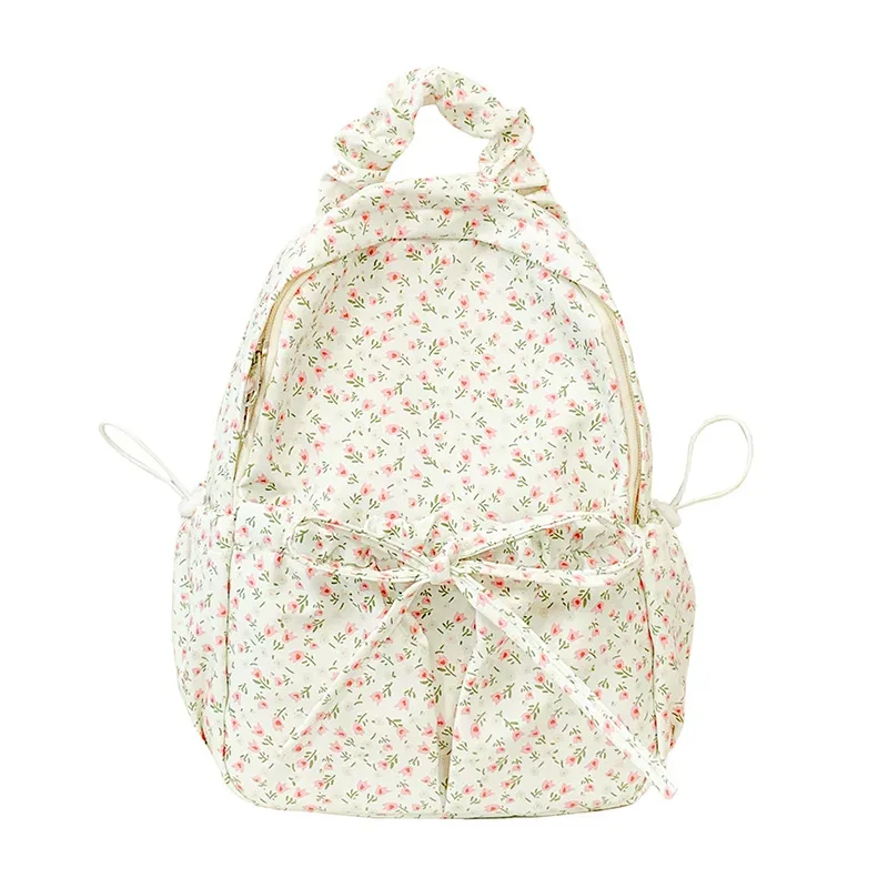 sac à dos décontracté à double bandoulière pour femmes, style frais et simple, imperméable, ultra-léger, antivol, sac d'école à motifs floraux
