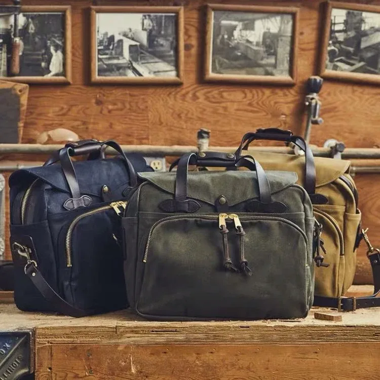 taille-brando – sac à bandoulière en toile et cuir, 22oz, ykk, avec fermeture éclair, pour ordinateur portable, business, 70258
