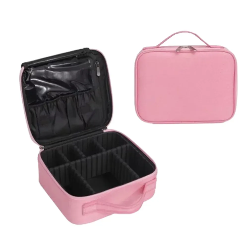 sac de rangement pour maquillage tendance, en tissu oxford, boîte de rangement portable pour cosmétiques, grande capacité avec séparateurs, trousse de maquillage pour femmes
