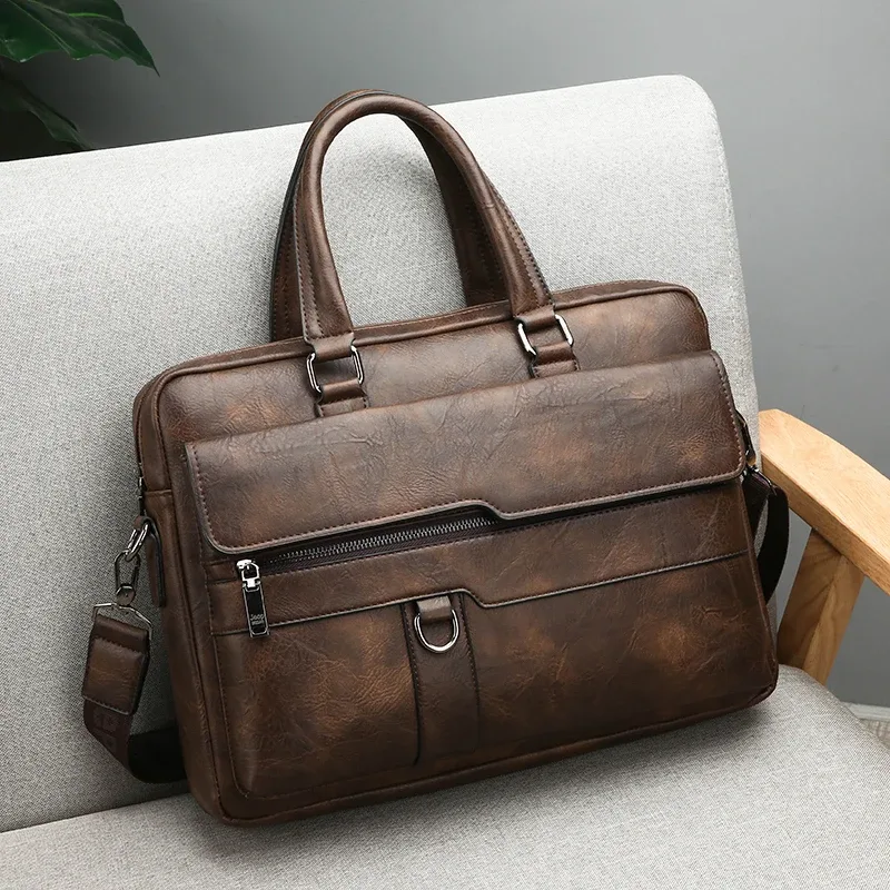 porte-documents tendance minimaliste pour hommes, sac à bandoulière de bureau de grande capacité, sacs à main étanches pour ordinateurs portables d'affaires, sac à bandoulière pour les déplacements