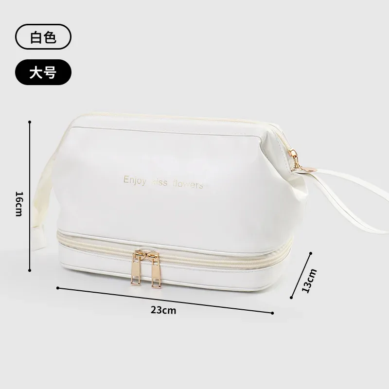 nouvelle trousse de maquillage imperméable en pu de grande capacité, sac de rangement portable pour cosmétiques pour femmes, trousse de toilette, sac à cosmétiques