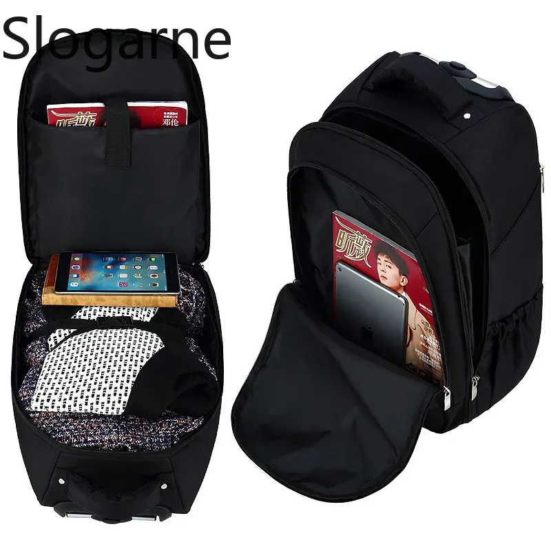 sac à dos de voyage de grande capacité pour hommes et femmes, bagage à roulettes multicouche, sac à dos côtelé, sac d'ordinateur d'affaires, nouveau