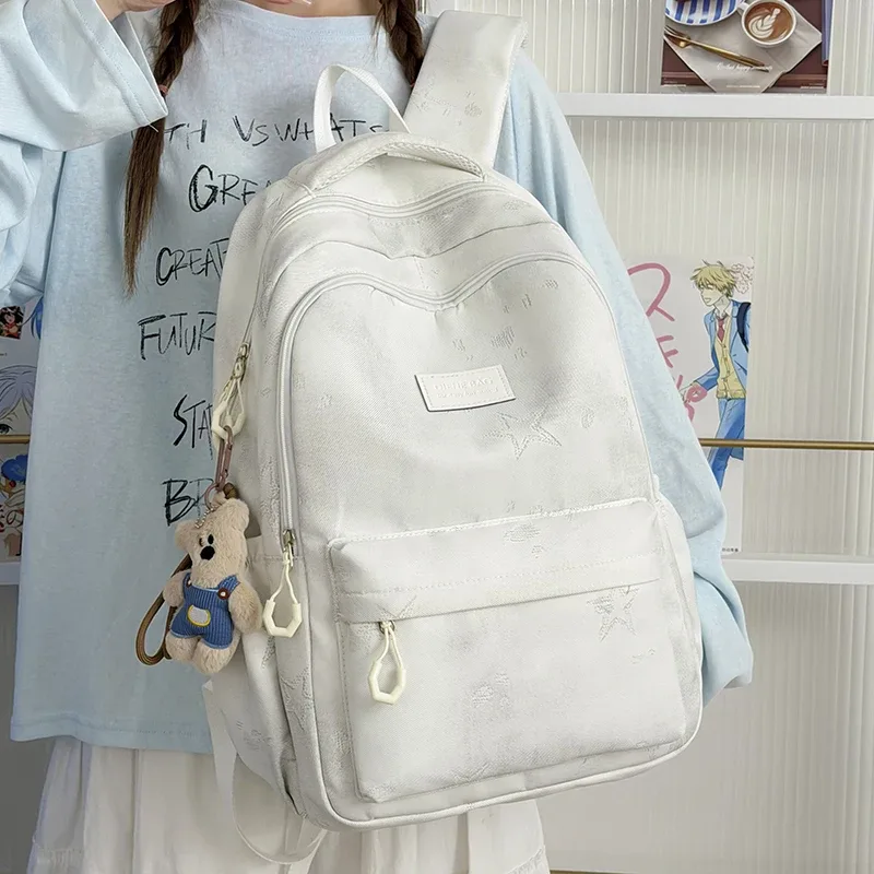 sac à dos de grande capacité pour femmes, multi-poches, sac de voyage décontracté pour femmes, cartable imprimé étoile pour adolescentes, sac à livres