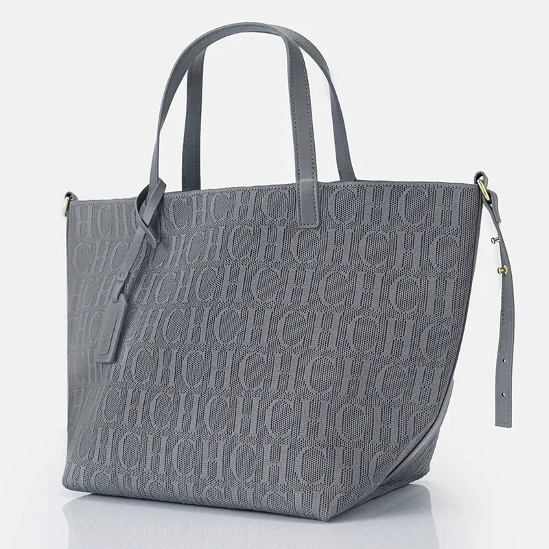 sac fourre-tout ch de marque, sac tissé volanté, style vintage, couleur unie, grande capacité, multifonctionnel, nouvelle collection 2026 pour femme