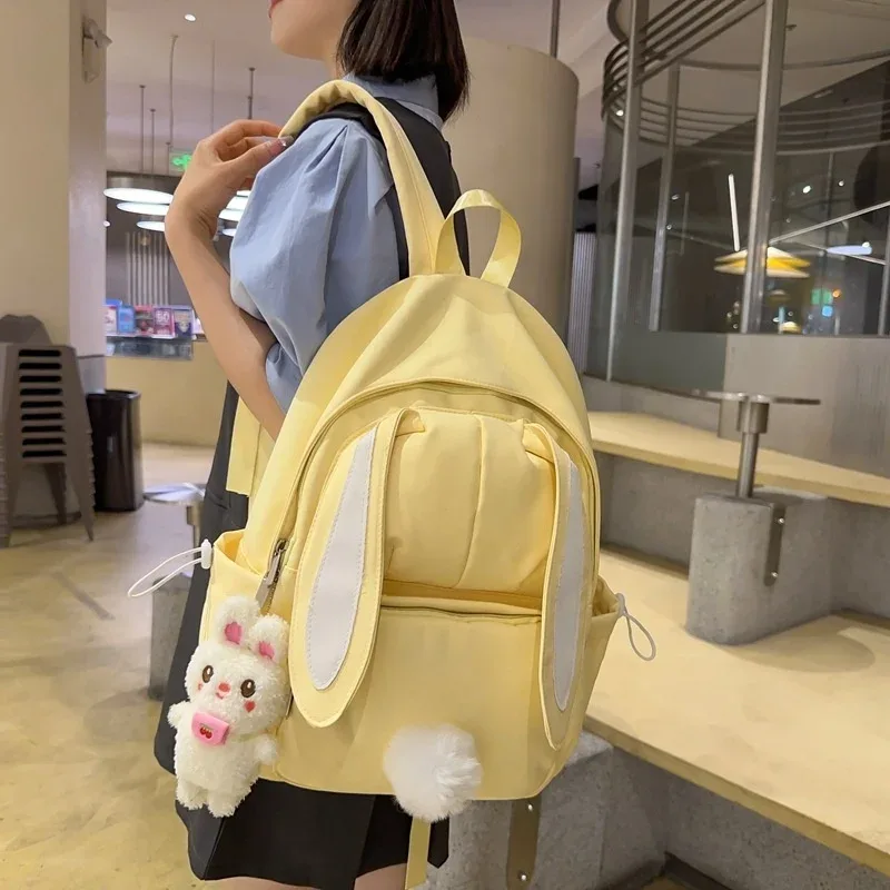 sac à dos coréen style oreilles de lapin, grande capacité, double bandoulière, pour lycéennes et étudiantes, frais et mignon, ny