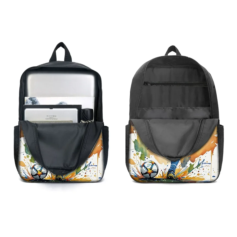 sac à dos imprimé flamme de football, léger, grande capacité, pour l'école, le voyage, avec sac à bandoulière, sac à crayons, cadeau, 3 pièces