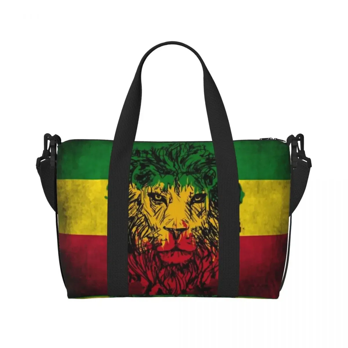 grand sac fourre-tout personnalisé rasta feel discuter of judah pour femme, jamaica rastafarian reggae shopping initié gym beach travel bag