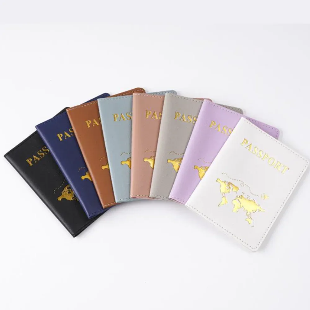 couverture de passeport personnalisée avec nom et initiales, carte du monde dorée, porte-passeport personnalisé, nouveaux accessoires de voyage pour femmes et hommes
