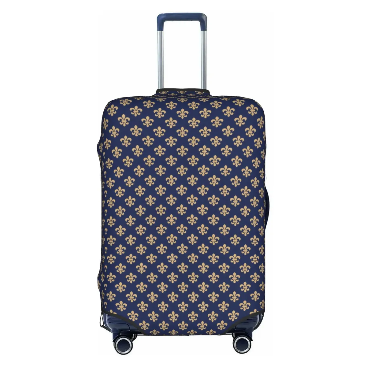 housse de protection pour bagages en cuir marron doré royal, motif fleur de lis, housse de protection amusante pour valise, convient aux valises de 18 à 32 pouces