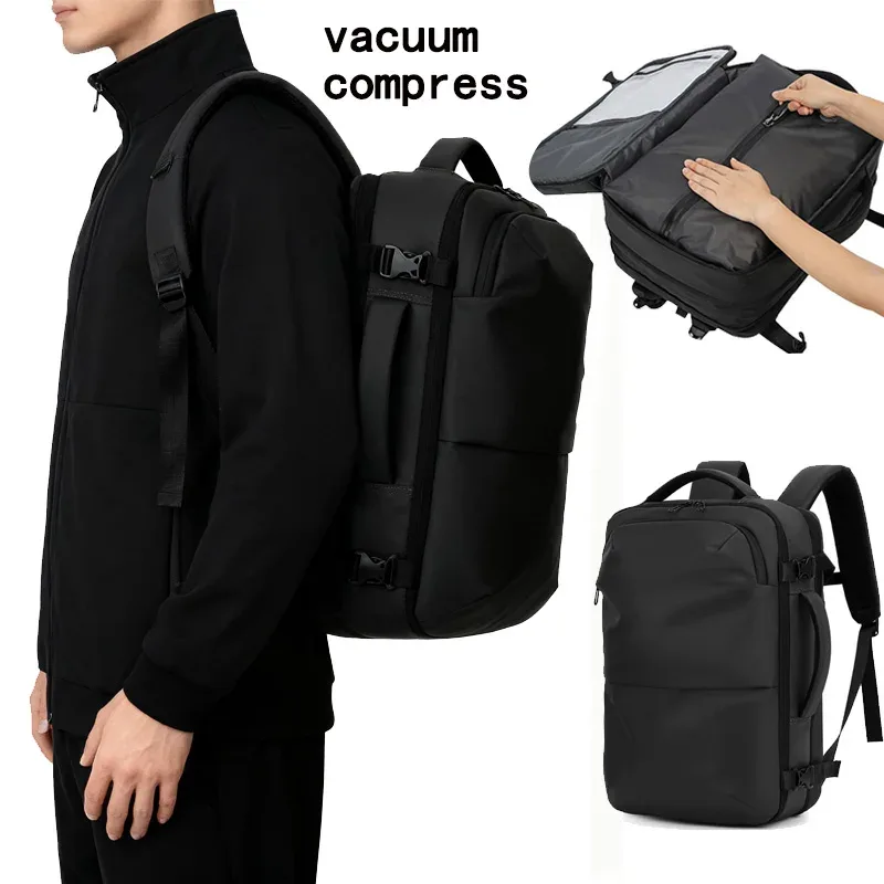 Sac à dos à compression sous vide pour hommes, sac à dos extensible à séparation sec/humide, sac à dos antivol pour ordinateur, sac à dos pour courtes distances