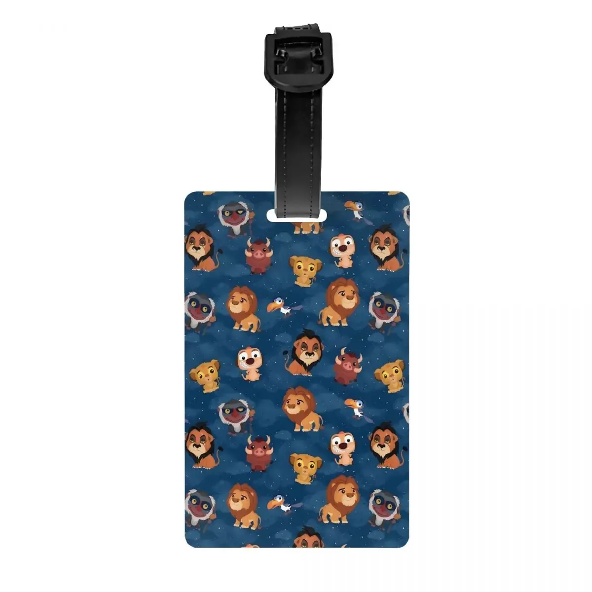 étiquette de bagage personnalisée rafiki avec carte nominative, étiquette d'identification avec couverture de confidentialité the lion cartoon k-kings pour sac de voyage et valise