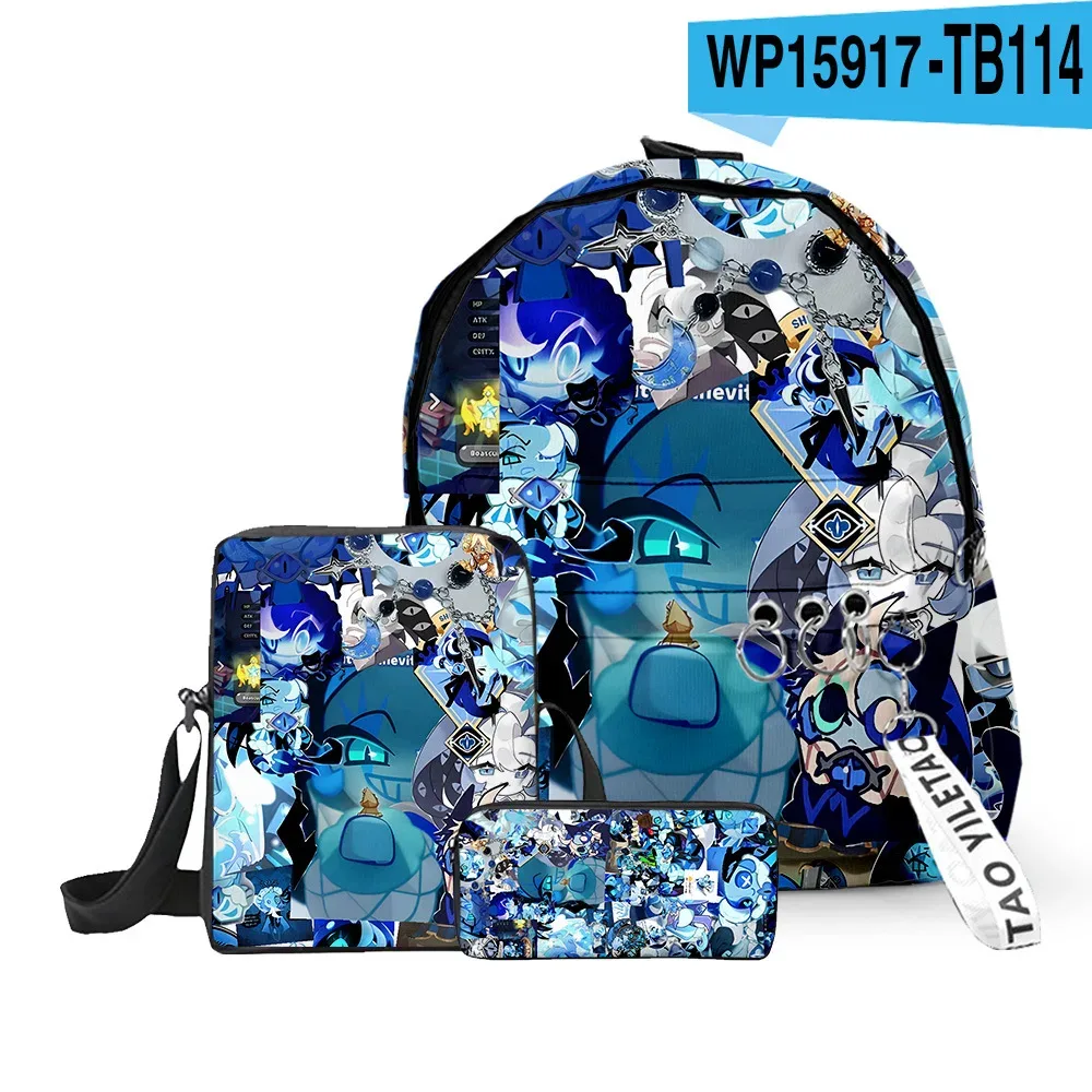 sac à dos scolaire classique amusant shadow milk en peluche avec impression 3d, lot de 3 pièces : sac à dos pour ordinateur portable, sac à bandoulière incliné et trousse à crayons