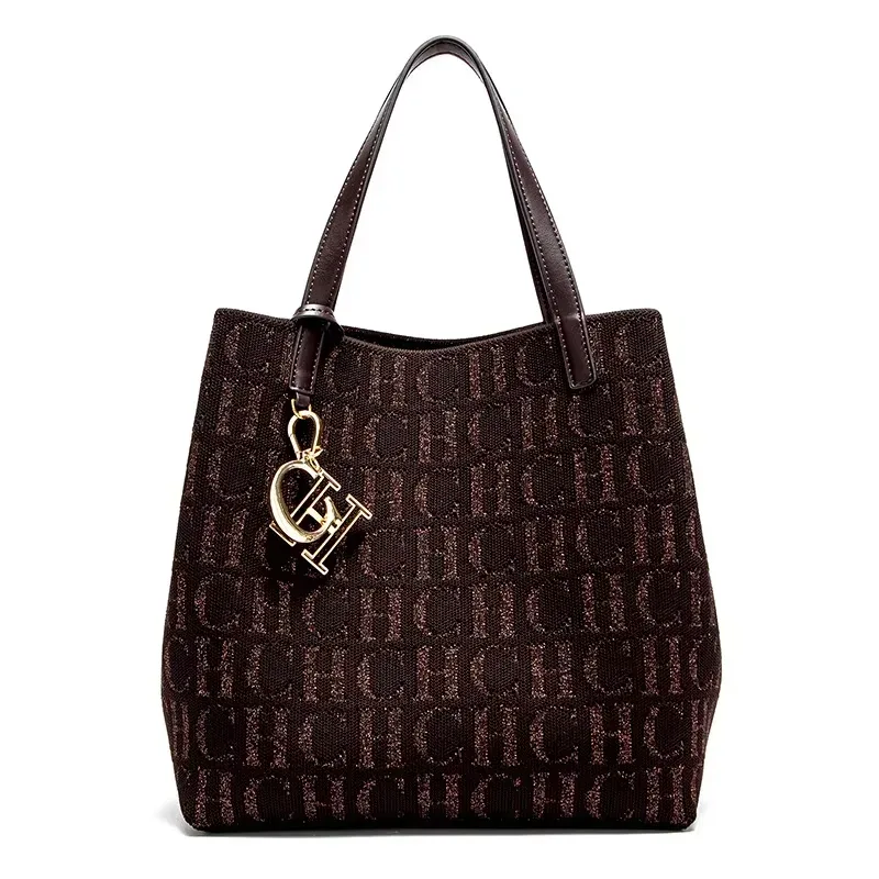 sac à main pour femme ch, grande capacité, simple, pour les trajets quotidiens, polyvalent, couleur unie, design imprimé avec des lettres, sac à bandoulière