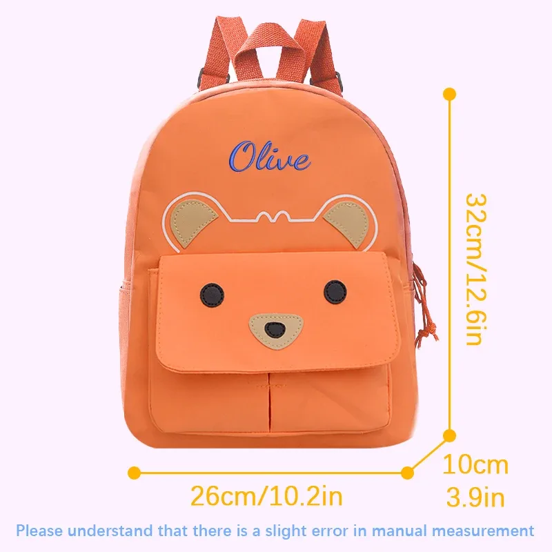 sac à dos personnalisé avec broderie ou style standard (2 options), motif mignon de petit ours de dessin animé, idéal pour la rentrée scolaire et comme cadeau