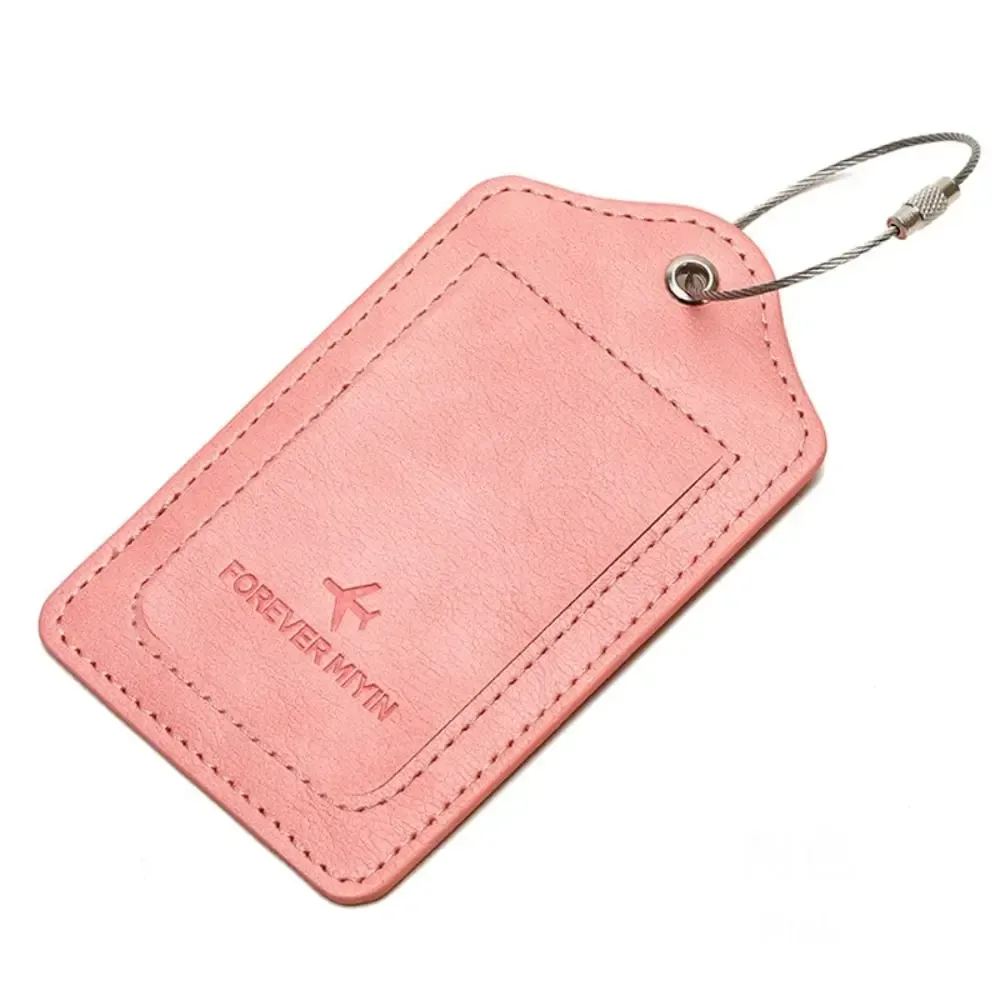 étiquettes de bagage en cuir avec boucle de câble métallique anti-perte, couverture de protection de la vie privée, étiquette de bagage polyvalente, passe d'embarquement étanche