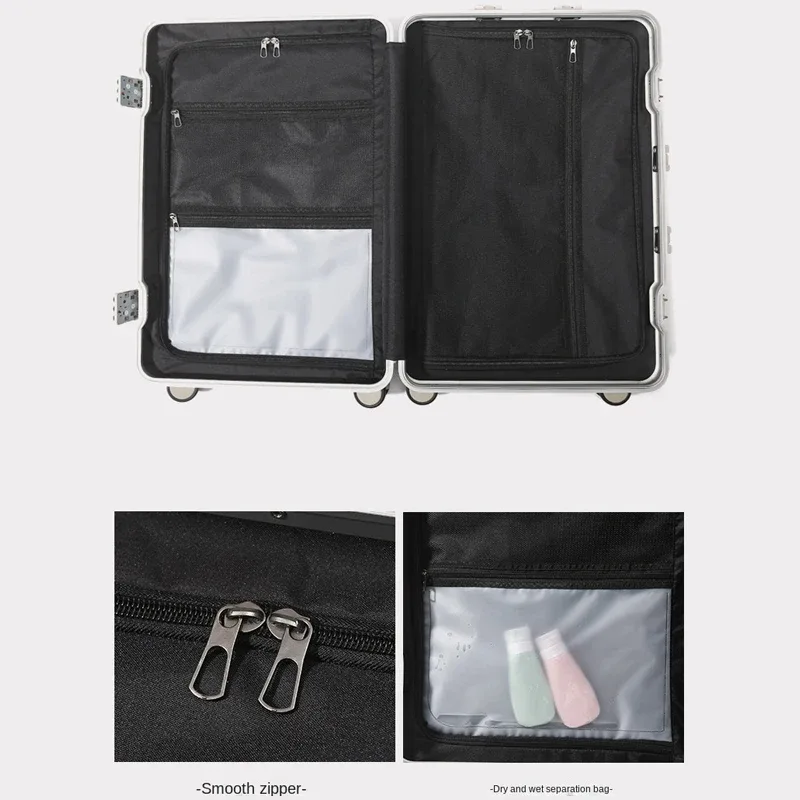 valise de mode 24 pouces avec cadre en aluminium et coque en pc durable, valise à roulettes grande capacité 28 pouces sur roulettes silencieuses, bagage 20 pouces
