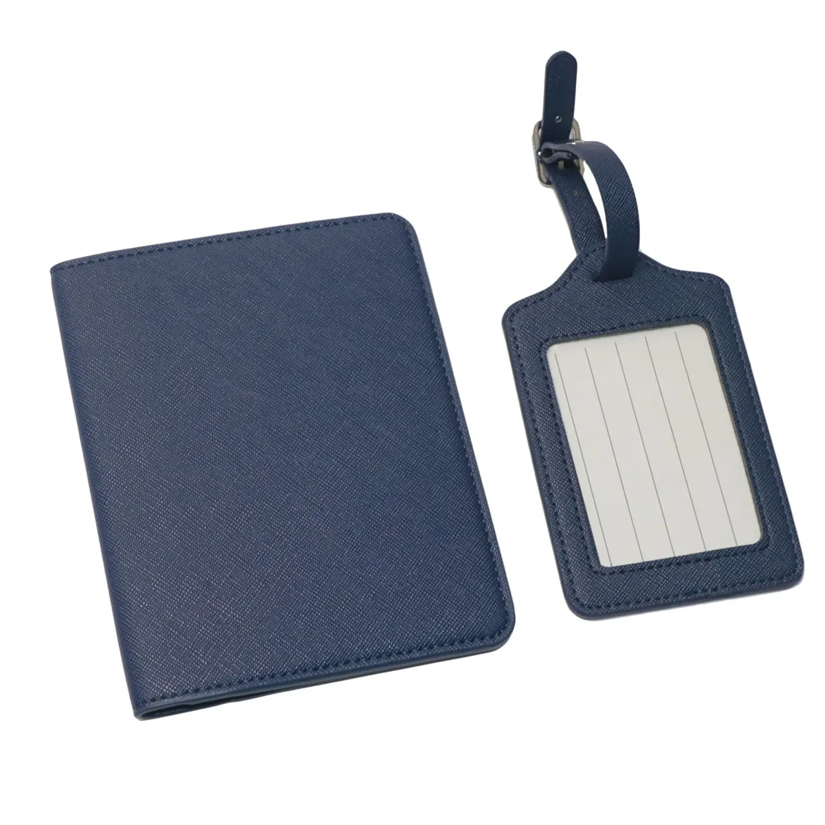 dropshipping - porte-passeport en cuir pu saffiano avec lettres initiales monogrammées gratuites et ensemble d'étiquettes de bagages - accessoires de voyage