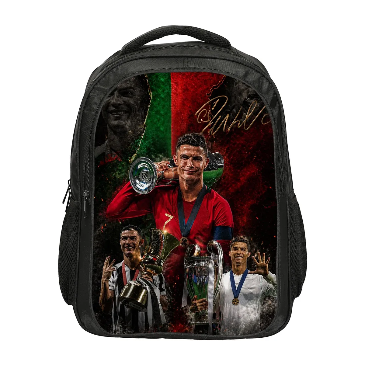 sac à dos double couche ronaldo cr football star, sacs d'école, sac à dos de sport, sac à dos de voyage de grande capacité