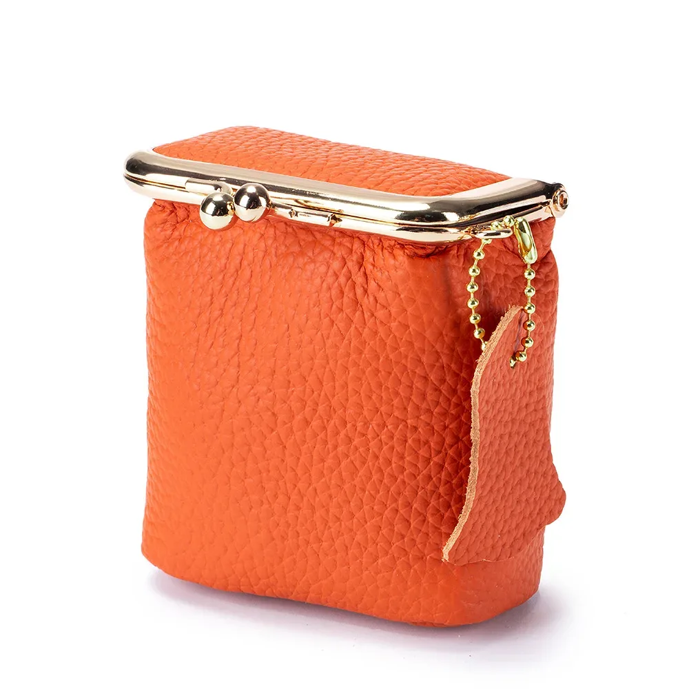 petit sac à cosmétiques en cuir véritable pour femmes, moraillon doré, pochette de maquillage mignonne, étui de rangement de rouge à lèvres, boîte à clés de voyage, mini porte-monnaie