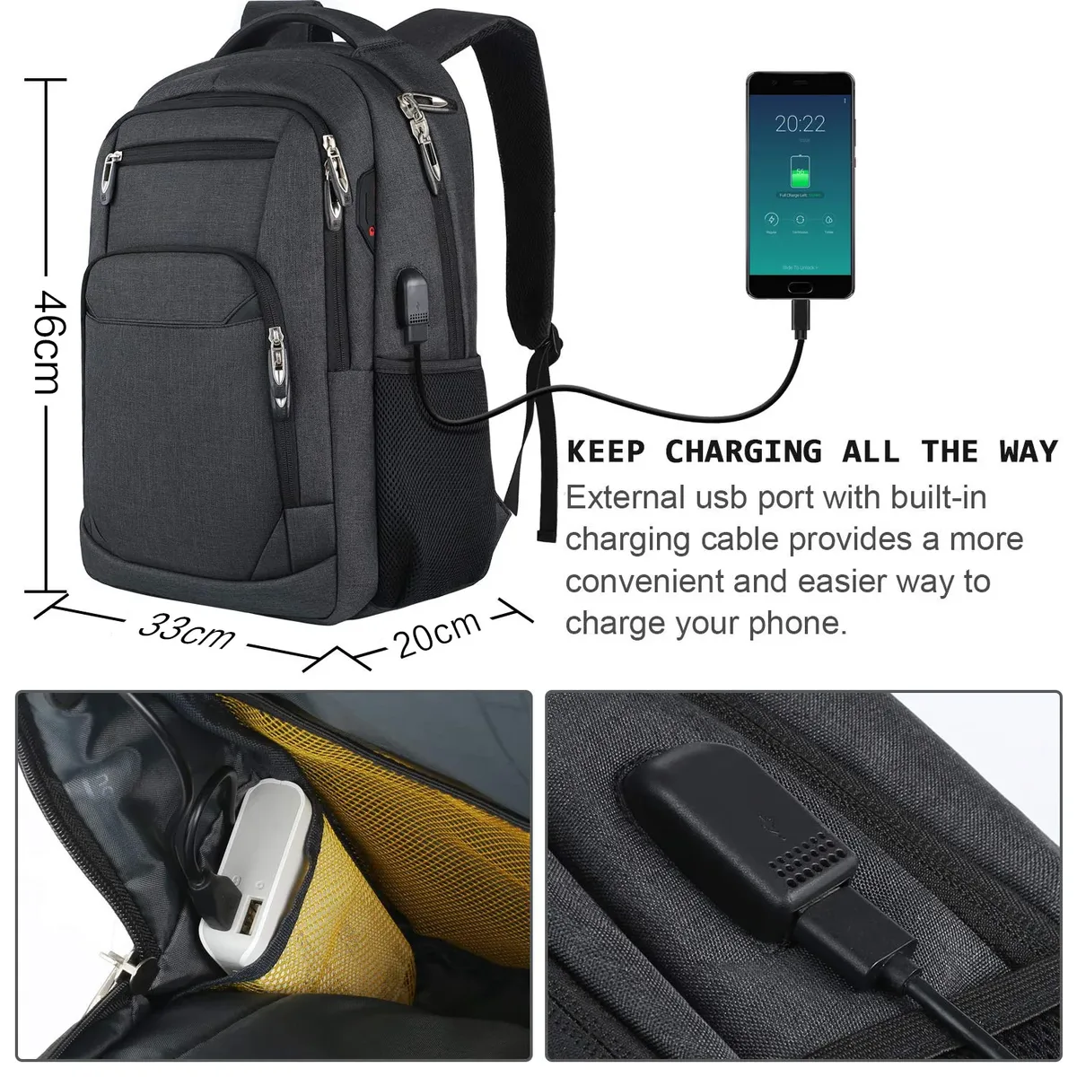 sac à dos homme sac de voyage sac d'objectif d'appareil photo extérieur noir ergonomie pochette d'ordinateur grande capacité alpinisme sac à main étanche