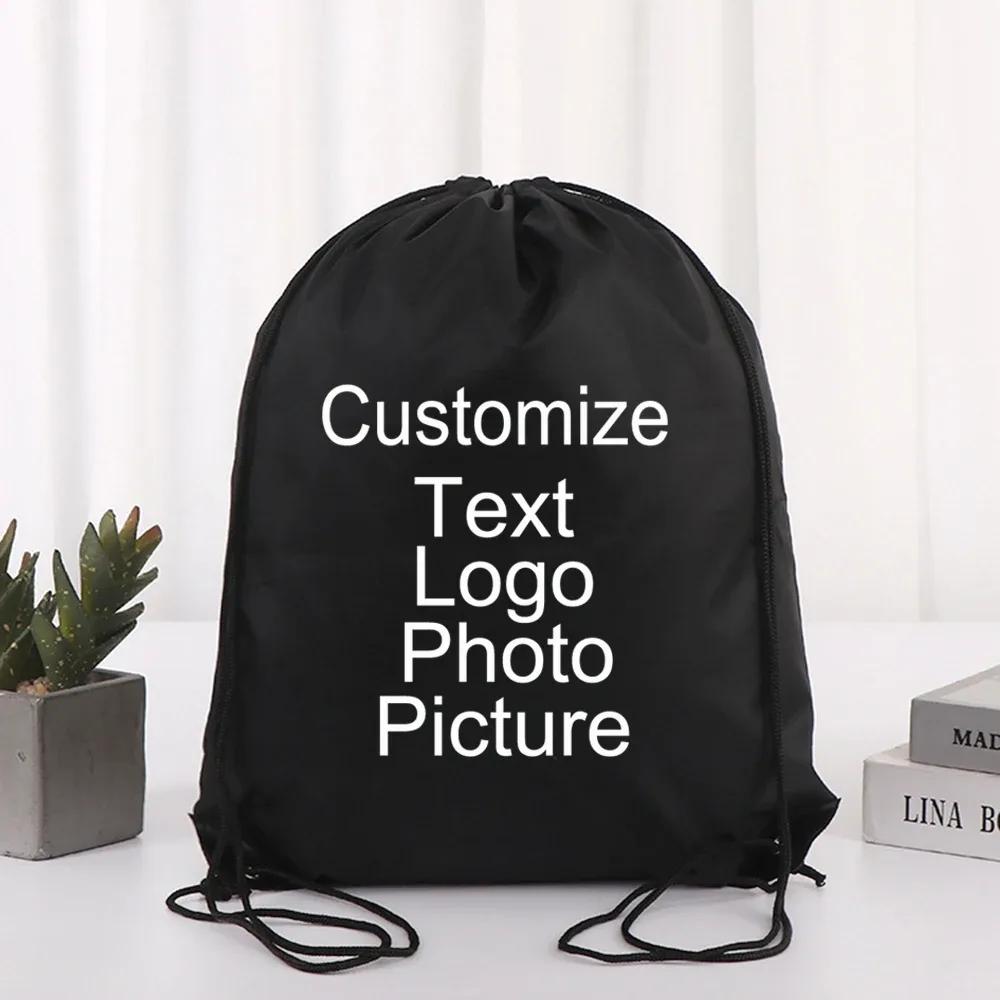 sac à dos de cyclisme avec logo/texte/nom personnalisé, sac à chaussures à cordon de serrage pour vêtements, ceinture étanche, sac de sport portable en nylon