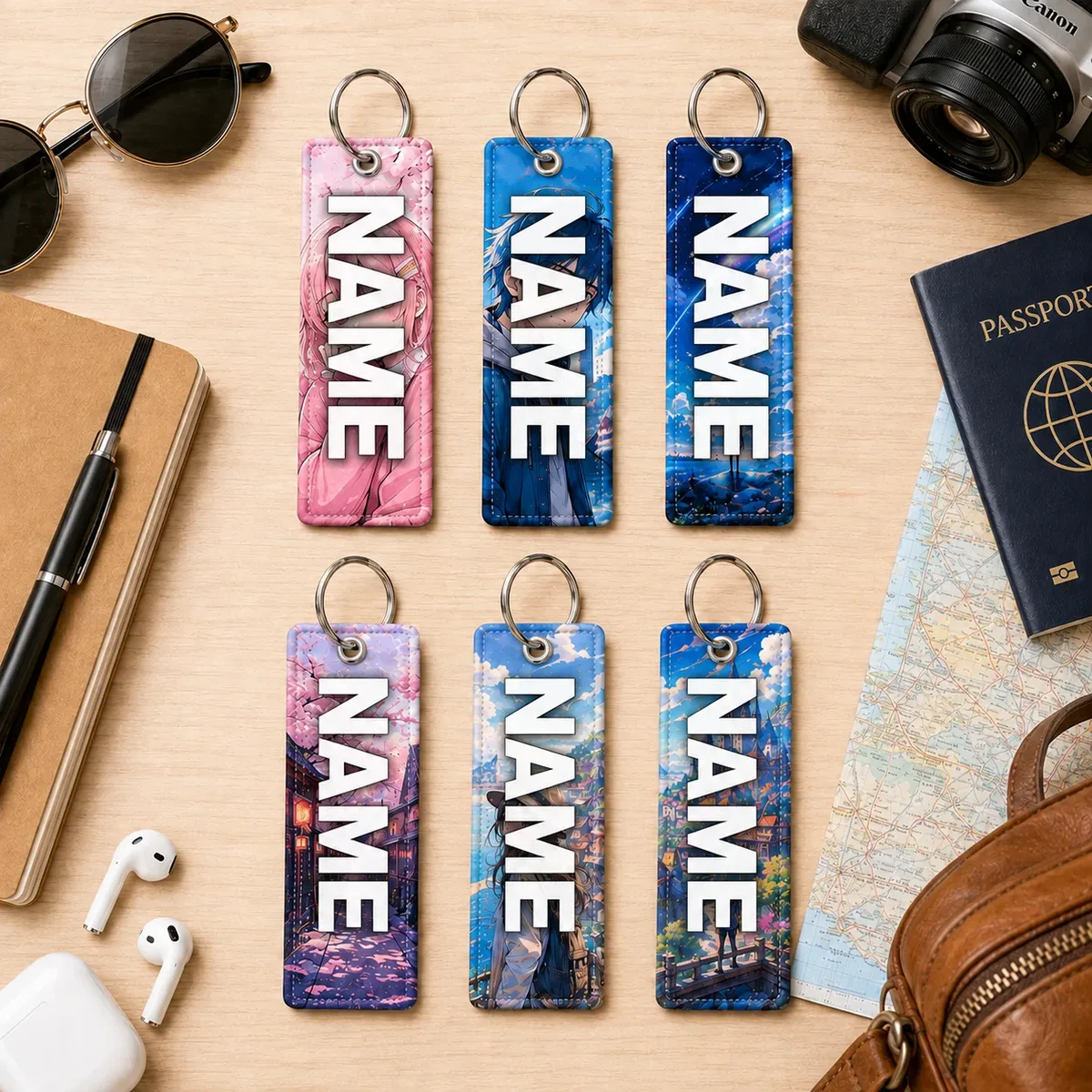 étiquette de bagage personnalisée avec dessin animé, logo personnalisé, nom, étiquette d'identification pour v