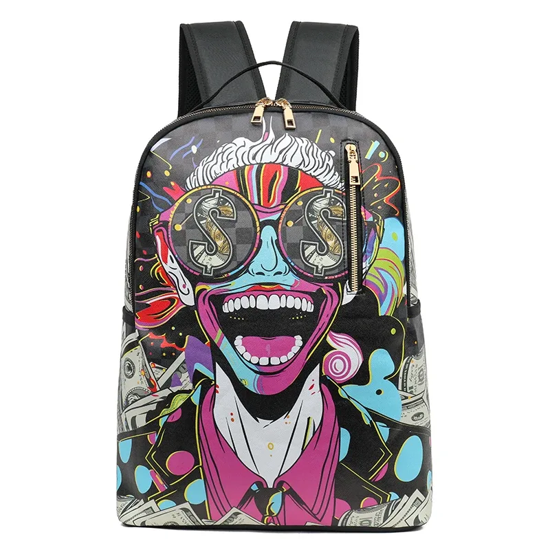 mode hommes et femmes pu graffiti grande capacité sac à dos étudiant sac à dos sac de voyage mochila mochilas de hombre sac d'école