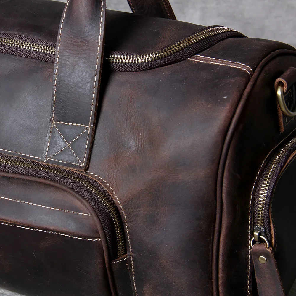 s.worker sac de voyage vintage en cuir véritable crazy horse sac polochon en cuir de vachette sac de week-end pour hommes sac de sport bagage à main