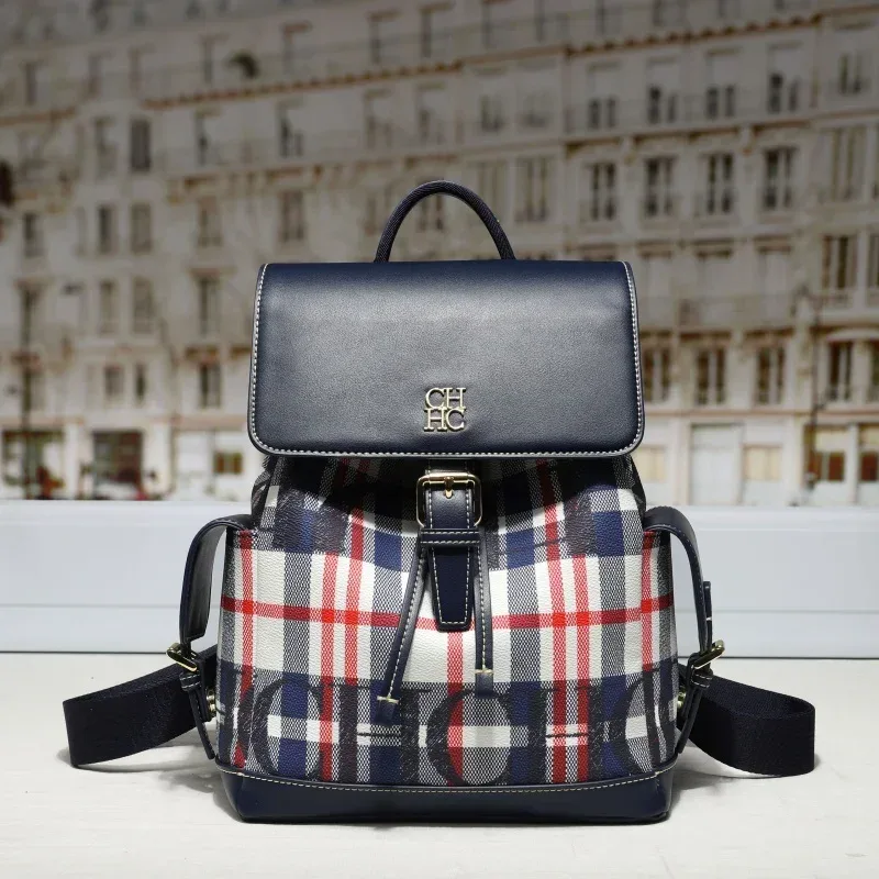 ch nouvelles femmes sac à dos motif à carreaux noir rouge couleur bloc dames sac boucle détail décontracté voyage quotidien bandoulière mode sac