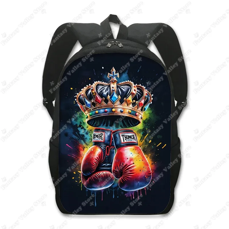 sac à dos à motif de boxeur cool pour adolescents, gants de boxe, sac à dos décontracté pour ordinateur portable, sacs d'école, cartable pour hommes et femmes