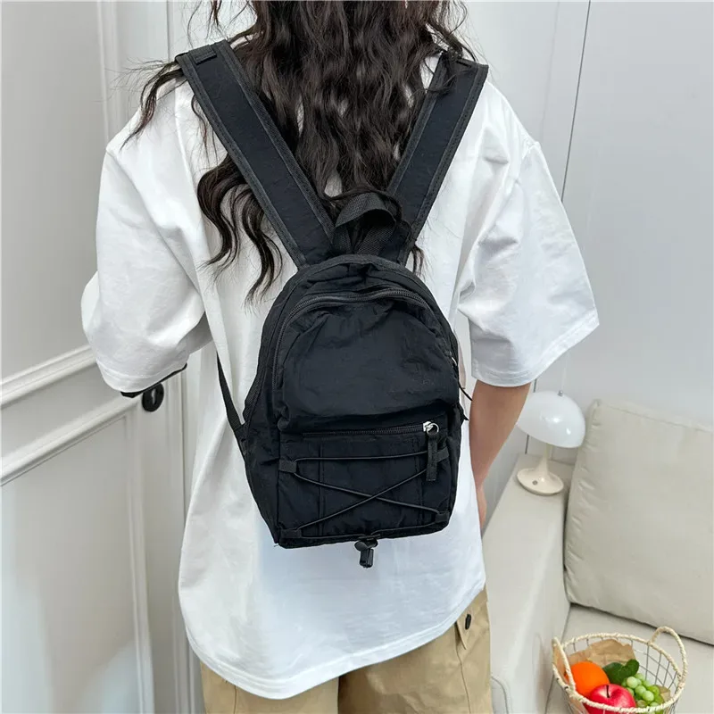 sac à dos décontracté à cordon de serrage, unisexe, léger, pour voyage, sport de plein air, style japonais, mini sac à dos tendance