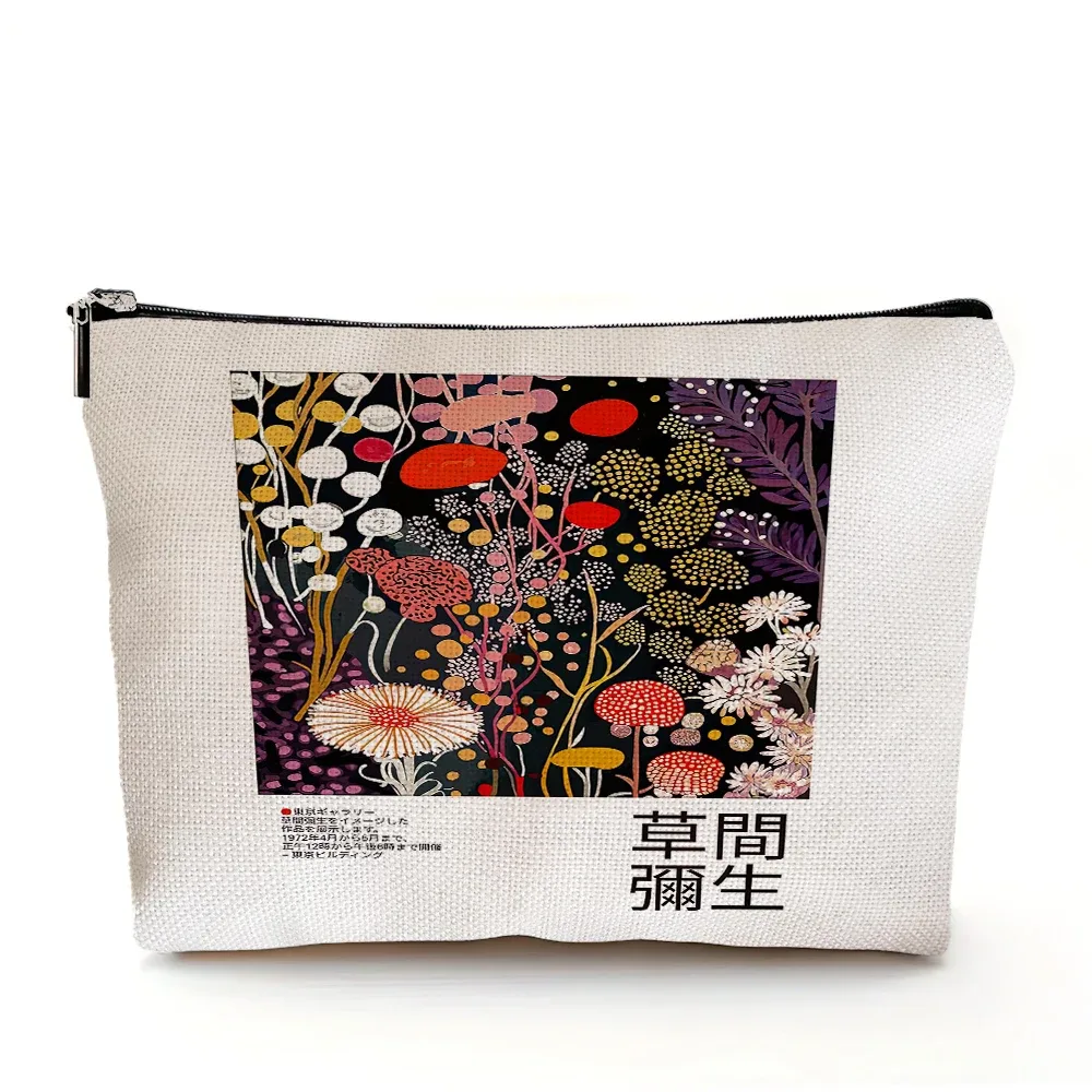 yayoi kusama dame sac à main de mariage sacs de maquillage art japonais fille sac cosmétique double impression femmes organisateur de voyage portefeuille enfant