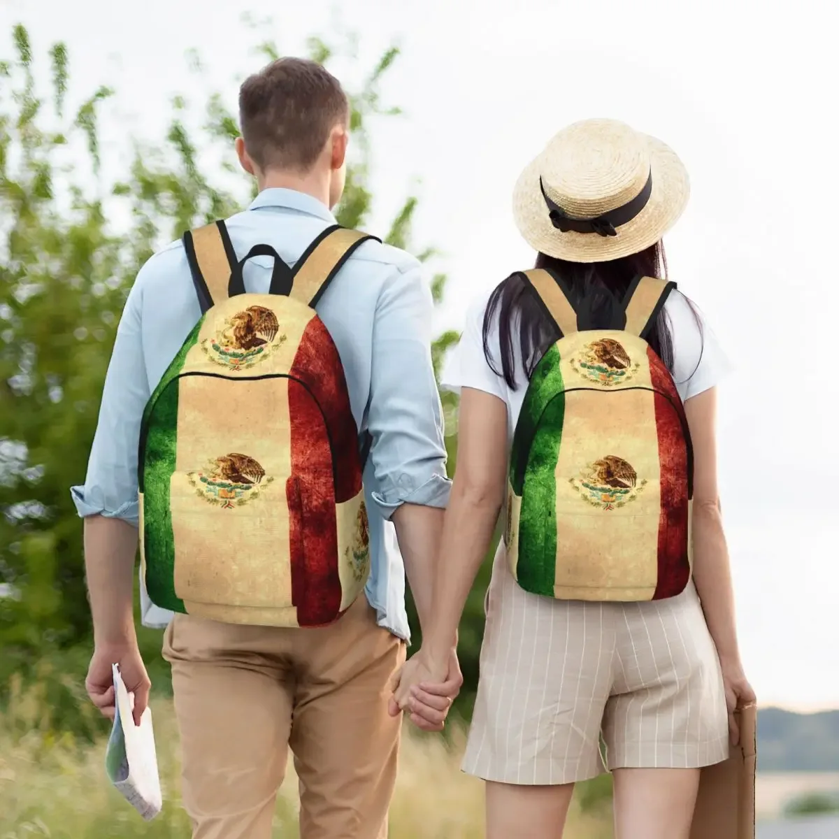 sac à dos vintage drapeau du mexique pour hommes et femmes, sac à dos pour écoliers, grande capacité, pour ordinateur portable