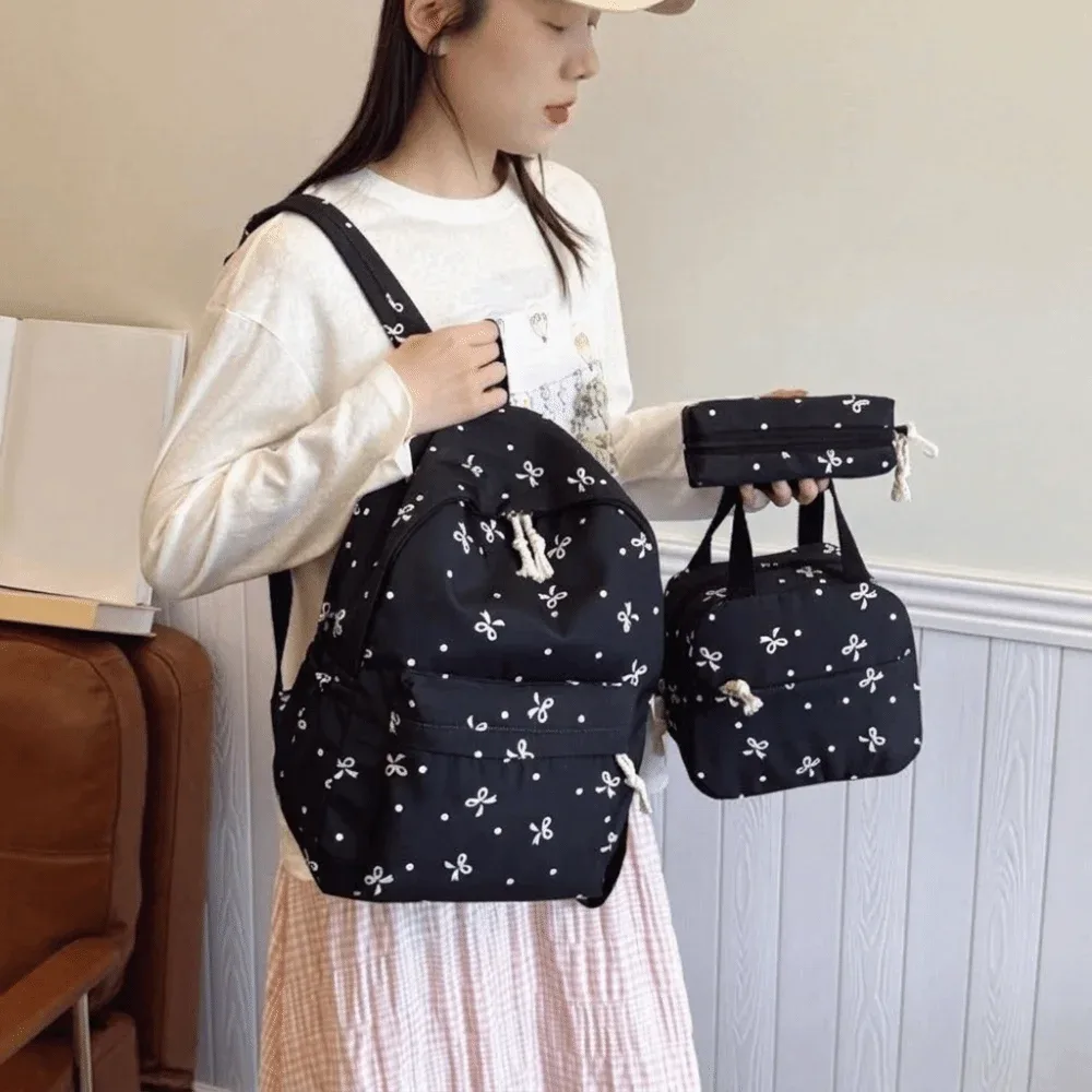ensemble de sacs d'école trois pièces avec trousse, sac à dos en nylon grande capacité avec nœud, protection anti-rayures et sangles fixes