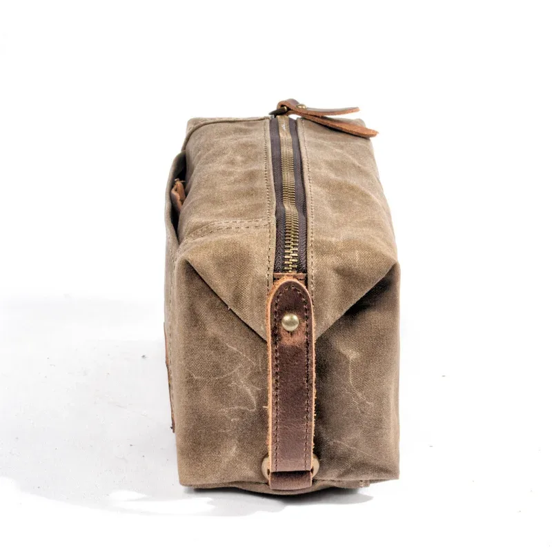 trousse de toilette portable pour voyages d'affaires, petite trousse de rangement en toile cirée pour femmes, trousse de maquillage imperméable pour hommes