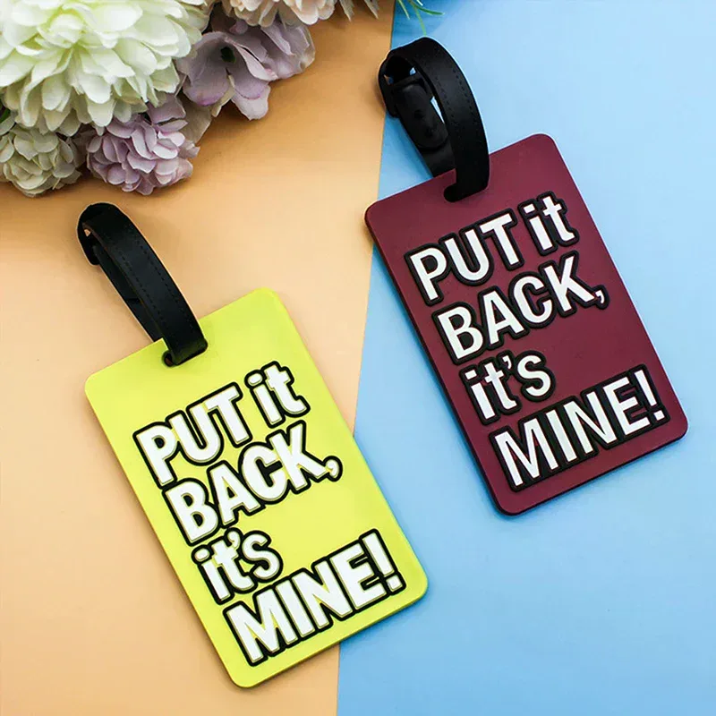 étiquettes de bagage en silicone, lettre créative, pas votre sac, accessoires de voyage, valise, style dessin animé, mode, portable, 2022